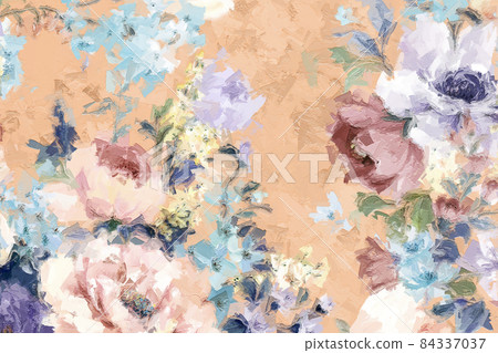 Abstract oil painting hand drawn flower illustration Abstract oil painting hand drawn flower illustration 84337037