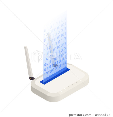 Holographic Router Isometric Composition 84338172