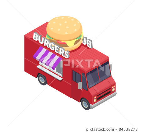 Burgers Truck Isometric Composition 84338278