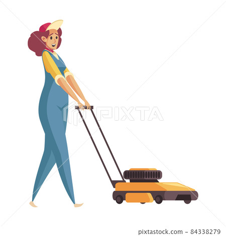 Grass Mower Woman Composition 84338279