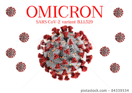 Omicron new SARS mutation variant B.1.1.529 concept, with title. Omicron new SARS mutation variant B.1.1.529 concept, with title. 84339334