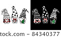 Doodle Gnomes With Christmas Tree, Candy Cane and Gift hand drawn Design for t-shirt, greeting card or poster design Background Vector Illustration. 84340377