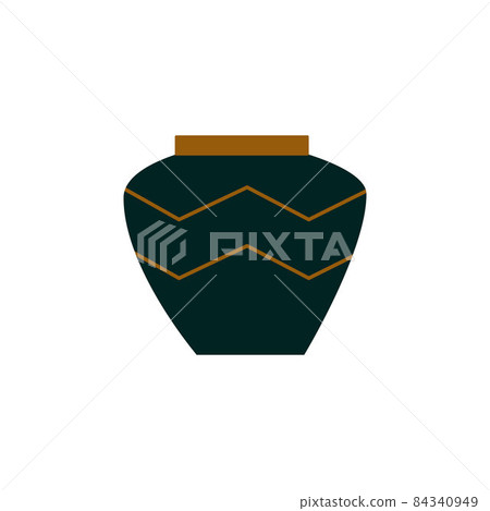 Vector flat ceramic vase, isolated for flowers on a white background. Natural colors simple style. 84340949