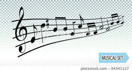 Musical notes wave. Monochrome musical composition. Vector illustration. Musical notes wave. Monochrome musical composition. Vector illustration. 84341127