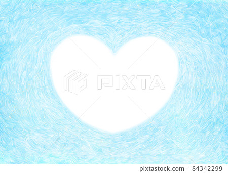藍色和白色閃亮的心的框架背景,如藍天 藍色和白色閃亮的心的框架背景,如藍天 84342299
