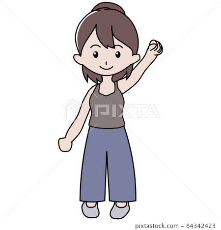 Illustration of a woman in a pose to do her best Illustration of a woman in a pose to do her best 84342423