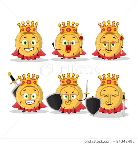 A Charismatic King dalgona candy umbrella cartoon character wearing a gold crown A Charismatic King dalgona candy umbrella cartoon character wearing a gold crown 84342493