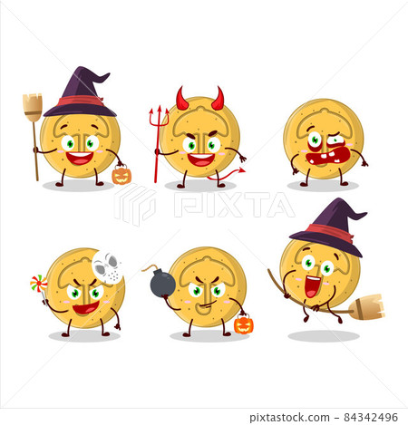Halloween expression emoticons with cartoon character of dalgona candy umbrella Halloween expression emoticons with cartoon character of dalgona candy umbrella 84342496