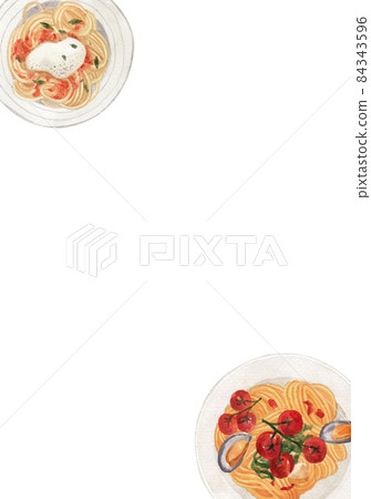Pasta and Spaghetti frame Watercolor Pasta and Spaghetti frame Watercolor 84343596