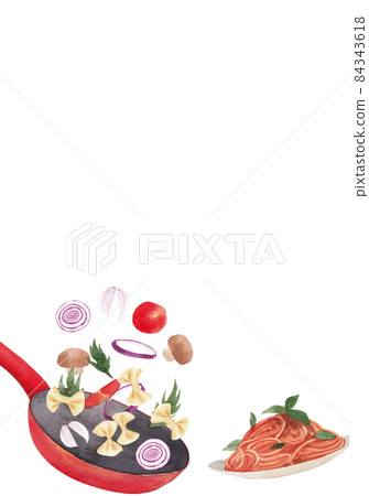 Pasta and Spaghetti frame Watercolor Pasta and Spaghetti frame Watercolor 84343618