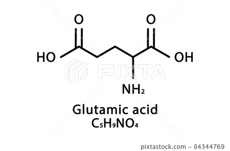 Glutamic acid molecular structure. Glutamate skeletal chemical formula. Chemical molecular formula vector illustration Glutamic acid molecular structure. Glutamate skeletal chemical formula. Chemical molecular formula vector illustration 84344769