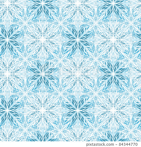 Seamless pattern with stylized textural Snowflakes 84344770