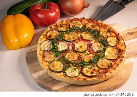 Vegetarian Provencal quiche recipe with vegetables, zucchini, tomato, pepper, onion, parsley Vegetarian Provencal quiche recipe with vegetables, zucchini, tomato, pepper, onion, parsley 84345201