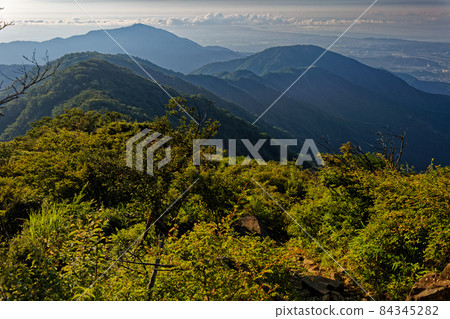 從丹澤表嶺看到的早晨的山之登、小山和湘南海 84345282