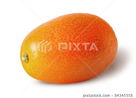 Single ripe kumquat isolated on a white Single ripe kumquat isolated on a white 84345558