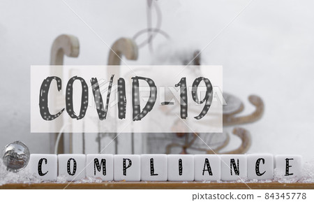 Words COVID-19 COMPLIANCE. Words COVID-19 COMPLIANCE. 84345778