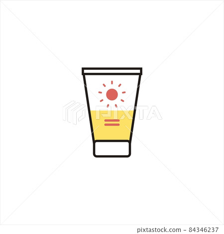 Sunscreen tube icon. Solar healthcare vector outline illustration isolated on white background. Sunscreen tube icon. Solar healthcare vector outline illustration isolated on white background. 84346237