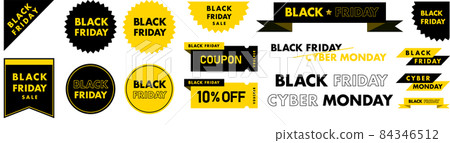 Black Friday Cyber Monday Sale Vector Graphic Design Material Set 84346512