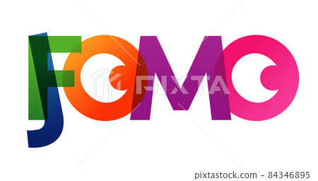 JOMO FOMO word vector illustration. Joy Fear Of Missing Out. Colored rainbow text. Vector banner. Corporate concept. Gradient Text. Transparency Letters JOMO FOMO word vector illustration. Joy Fear Of Missing Out. Colored rainbow text. Vector banner. Corporate concept. Gradient Text. Transparency Letters 84346895