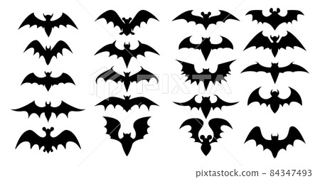 SET of black bats on a white background - Vector SET of black bats on a white background - Vector 84347493