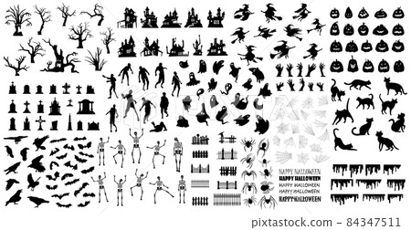 Big SET with elements for the holiday Halloween - Vector 84347511