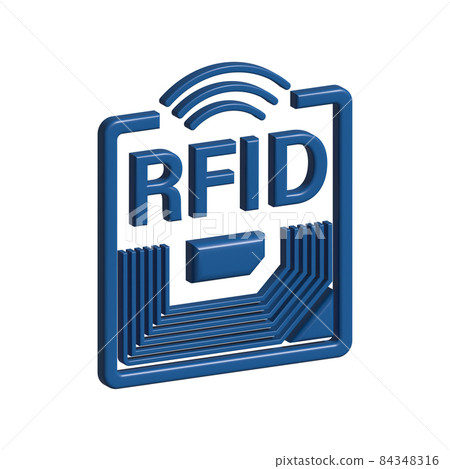 RFID Radio Frequency IDentification. Technology concept. Digital technology. 3D stock illustration. 84348316
