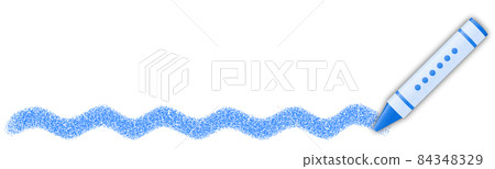 Decorative line (wavy line) written in blue crayon Decorative line (wavy line) written in blue crayon 84348329