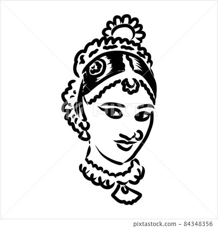 Outline sketch of indian woman dancer dancing Outline sketch of indian woman dancer dancing 84348356