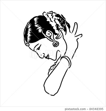 Outline sketch of indian woman dancer dancing 84348395
