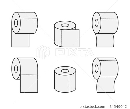 Set of sanitary toilet paper icons. Vector bathroom illustration. Hygiene clean symbol for wc. Set of sanitary toilet paper icons. Vector bathroom illustration. Hygiene clean symbol for wc. 84349042