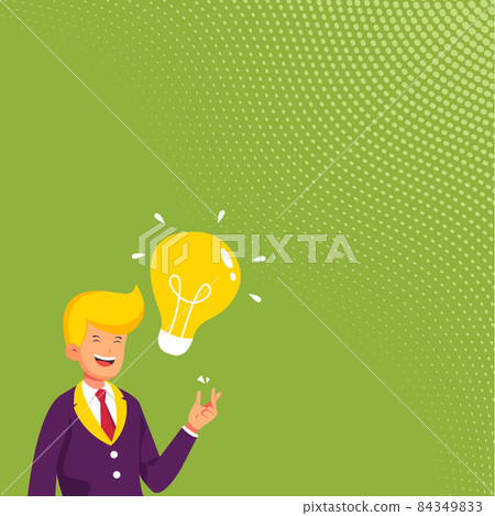 Gentleman Drawing Standing Having New Idea Presented With Large Light Bulb. Businessman Design Have Recent Thoughts With Lighting Lamp. Gentleman Drawing Standing Having New Idea Presented With Large Light Bulb. Businessman Design Have Recent Thoughts With Lighting Lamp. 84349833