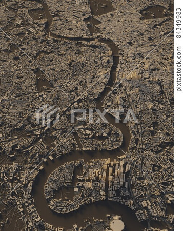 city map. 3d map of. city from above 3d illustration. Vertical poster map. 84349983