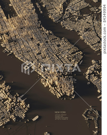 city map. 3d map of. city from above 3d illustration. Vertical poster map. 84349994