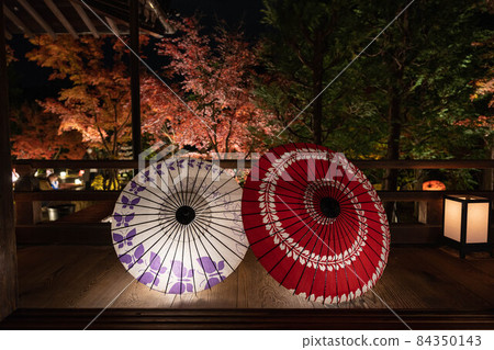 Illuminated autumn leaves at Shorinji Temple 84350143