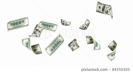 Us dollar bill. Washington American cash. Falling usd money background. 84350305