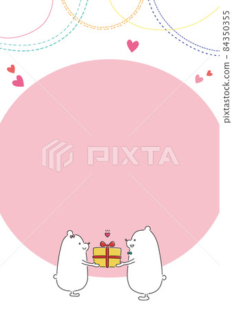 A couple of polar bears giving presents, a vertically long frame A couple of polar bears giving presents, a vertically long frame 84350355