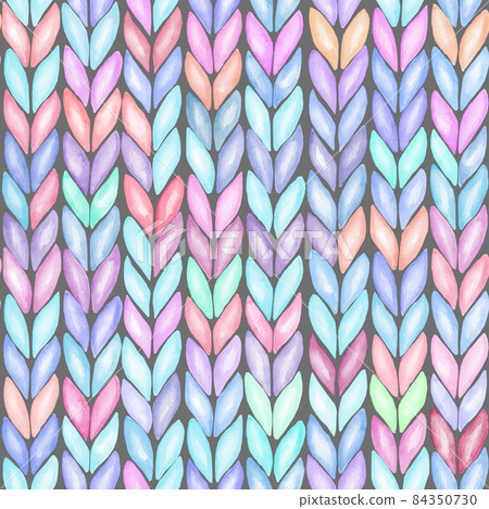 Multicolor realistic knitted seamless pattern. Watercolor hand paint cozy warm knit texture 84350730