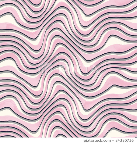 Abstract trendy wavy striped watercolor seamless pattern 84350736