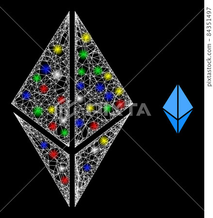 Light Hatched Mesh Ethereum Crystal Icon - Stock Illustration [84351497 ...
