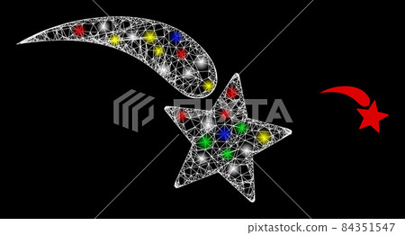 Light Star Network Light Intersected Network Falling Star Icon - Stock Illustration ...