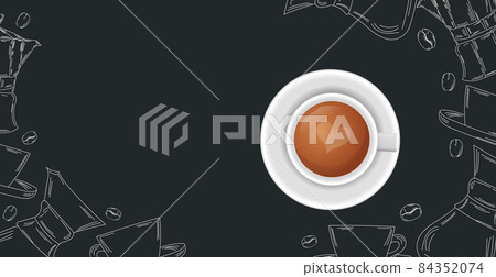 Coffee background with realistic cup of coffee - Vector Coffee background with realistic cup of coffee - Vector 84352074