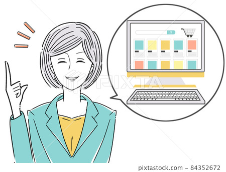 簡單的女性插畫PC購物網站畫面 84352672