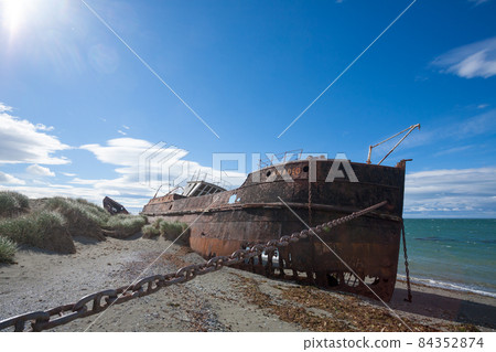 Wreckages on San Gregorio beach, Chile historic site Wreckages on San Gregorio beach, Chile historic site 84352874