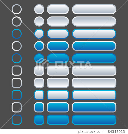 White and blue buttons in neomorphism (neumorphism) style. 84352913