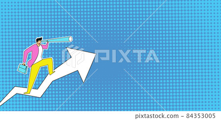Man Standing Drawing Holding Graph Arrow Showing Business Growth. Businessman Design Stands While Grabbing Chart Diagram Displaying Increase And Rise. 84353005