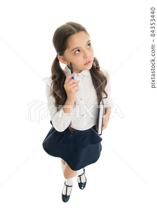 What if. Child school uniform kid doing homework. Girl What if. Child school uniform kid doing homework. Girl 84353440