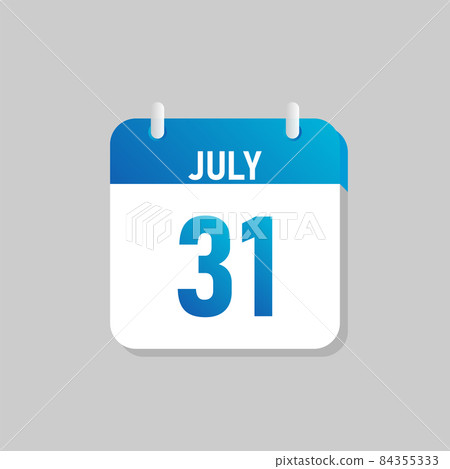 White daily calendar Icon July in a Flat Design... - Stock Illustration ...