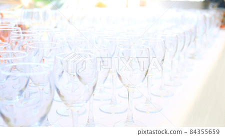 catering table set service with silverware and glass 84355659