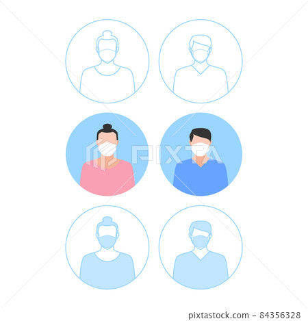 Bright people portraits in protective masks.  84356328