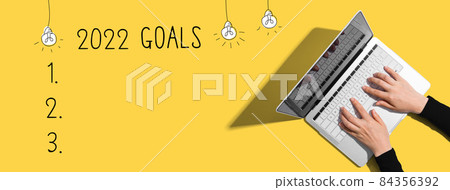 2022 goals with person using laptop 2022 goals with person using laptop 84356392